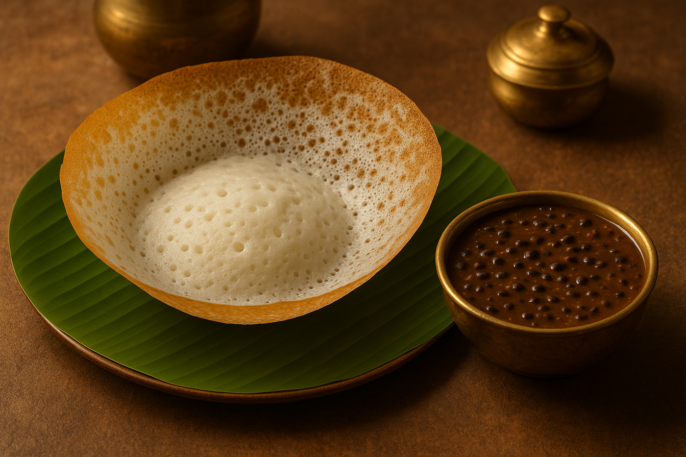 Appam with black kalai curry